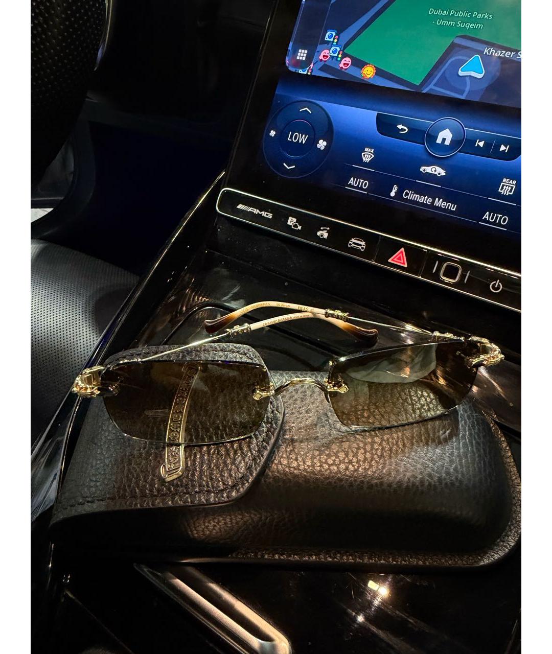 CHROME HEARTS Коричневые солнцезащитные очки из рога буйвола, фото 4