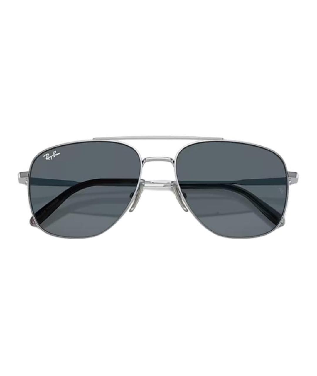 RAY BAN Серебряные металлические солнцезащитные очки, фото 4