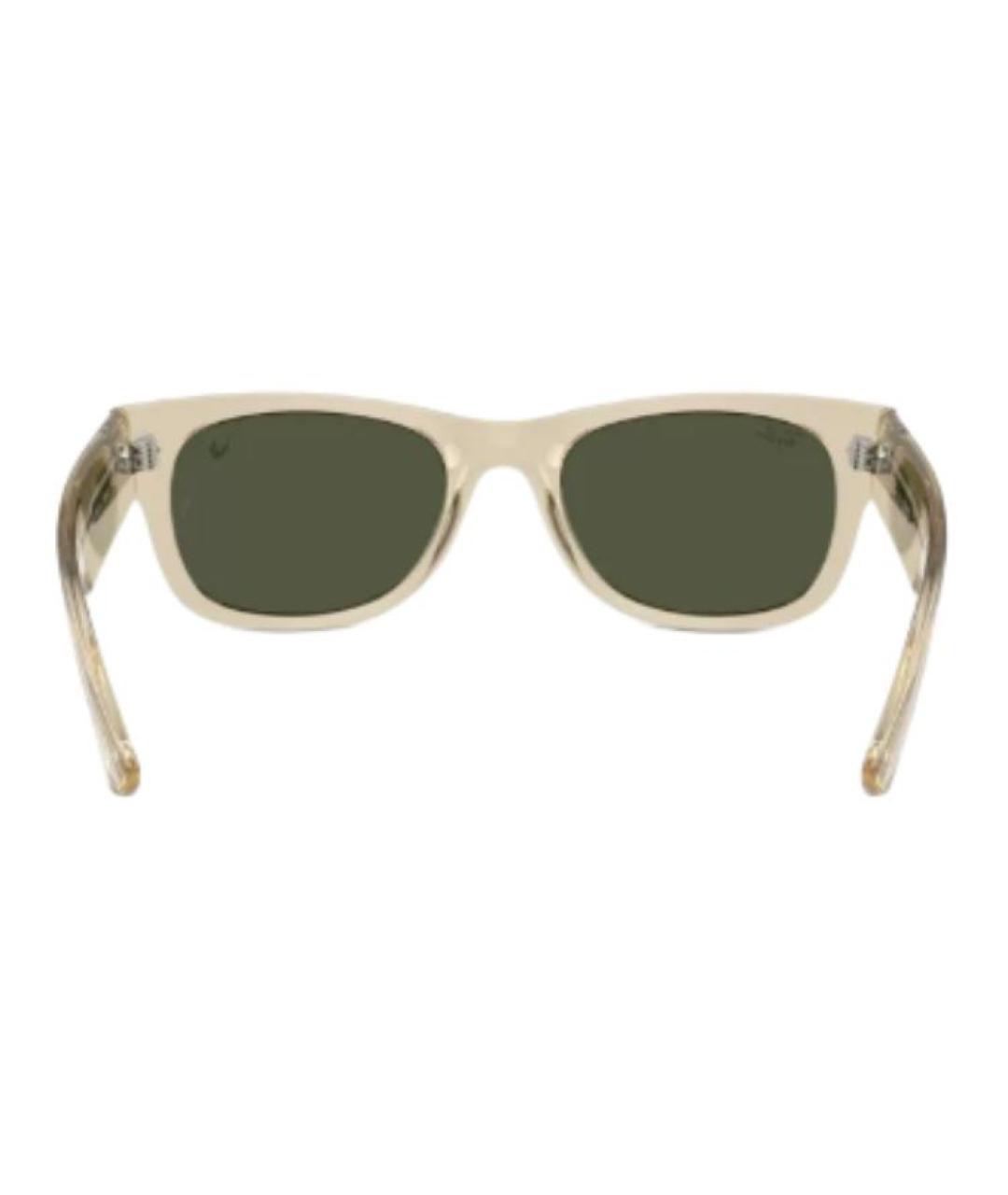 RAY BAN Бежевые пластиковые солнцезащитные очки, фото 4