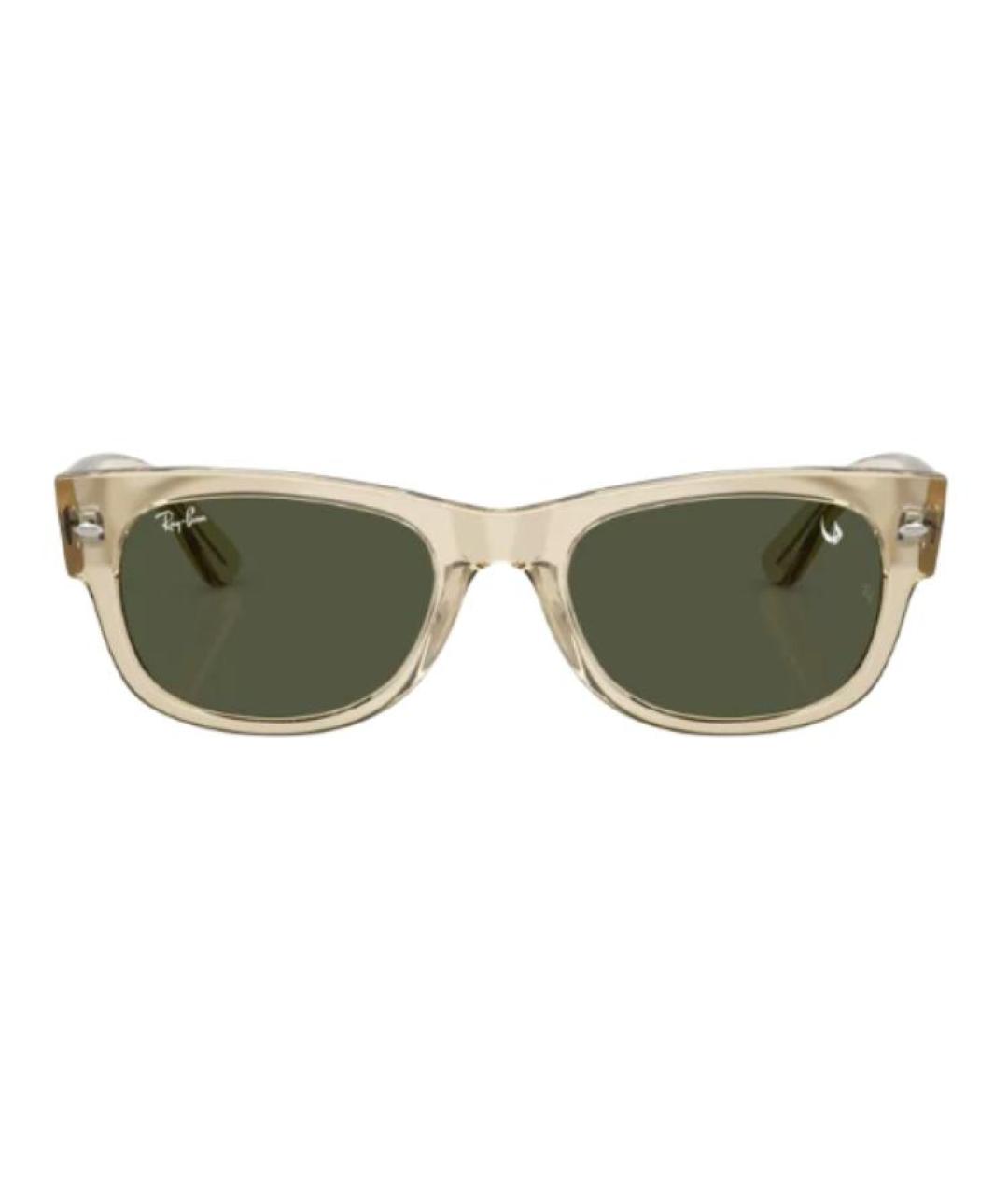 RAY BAN Бежевые пластиковые солнцезащитные очки, фото 2