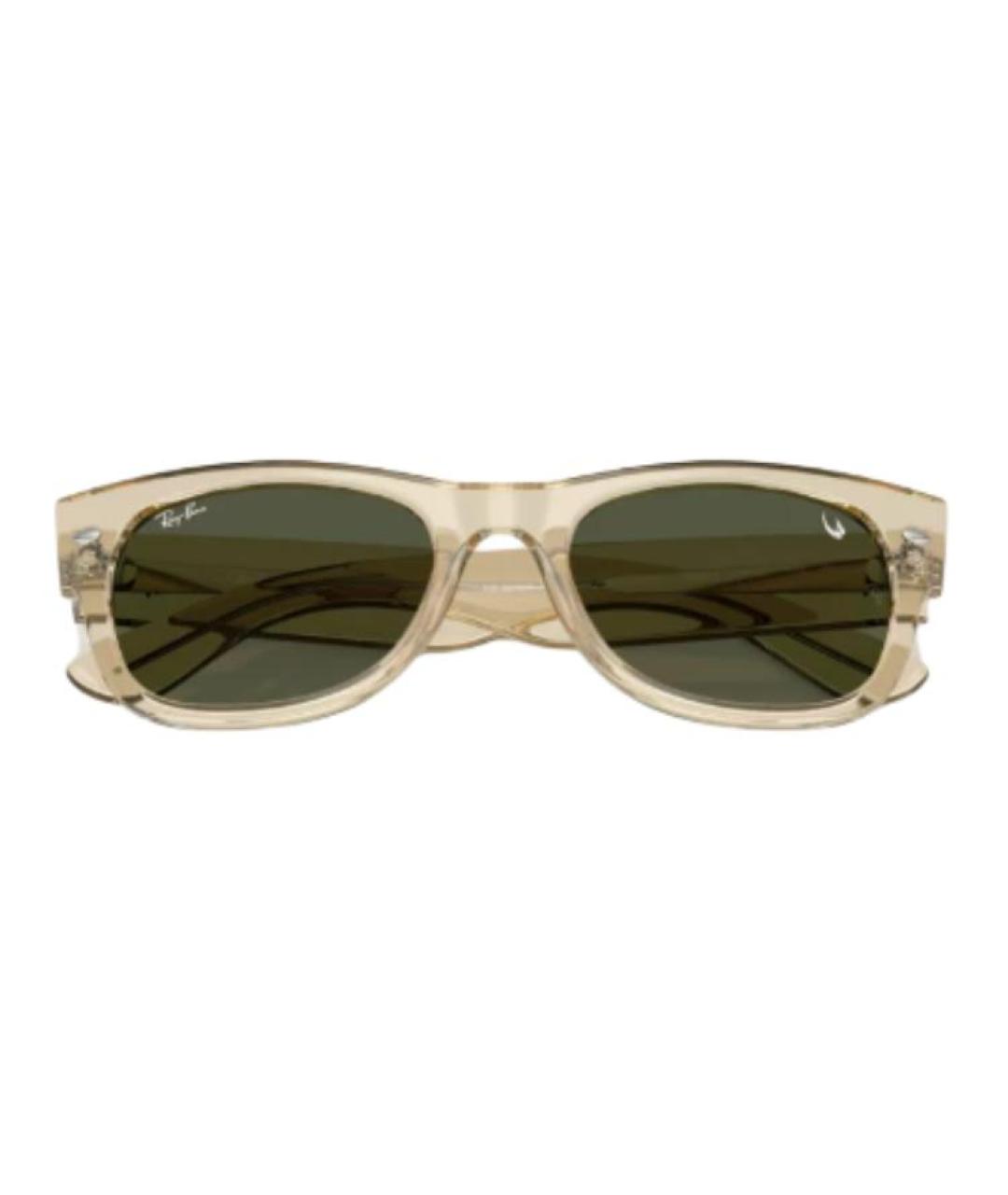 RAY BAN Бежевые пластиковые солнцезащитные очки, фото 3
