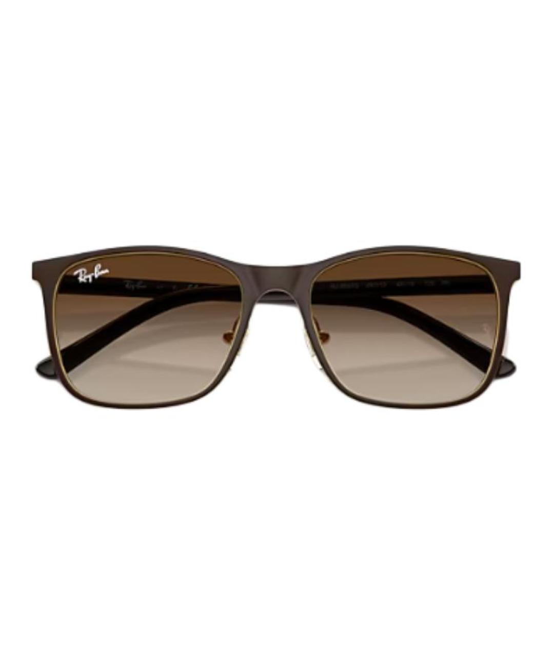 RAY BAN Коричневые металлические солнцезащитные очки, фото 4