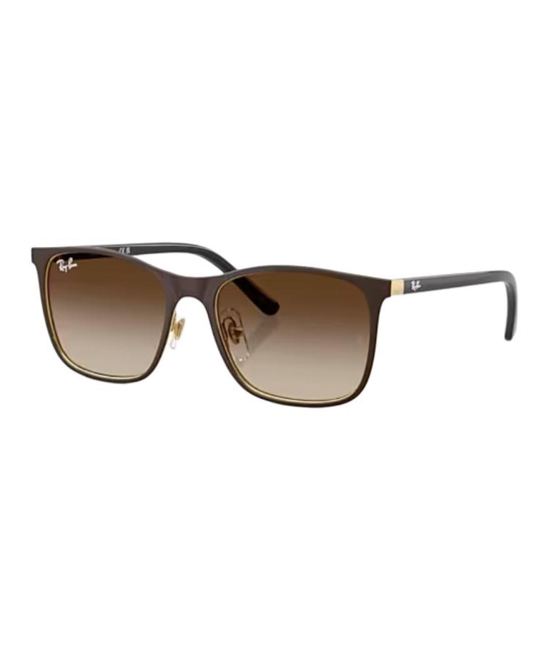 RAY BAN Коричневые металлические солнцезащитные очки, фото 1