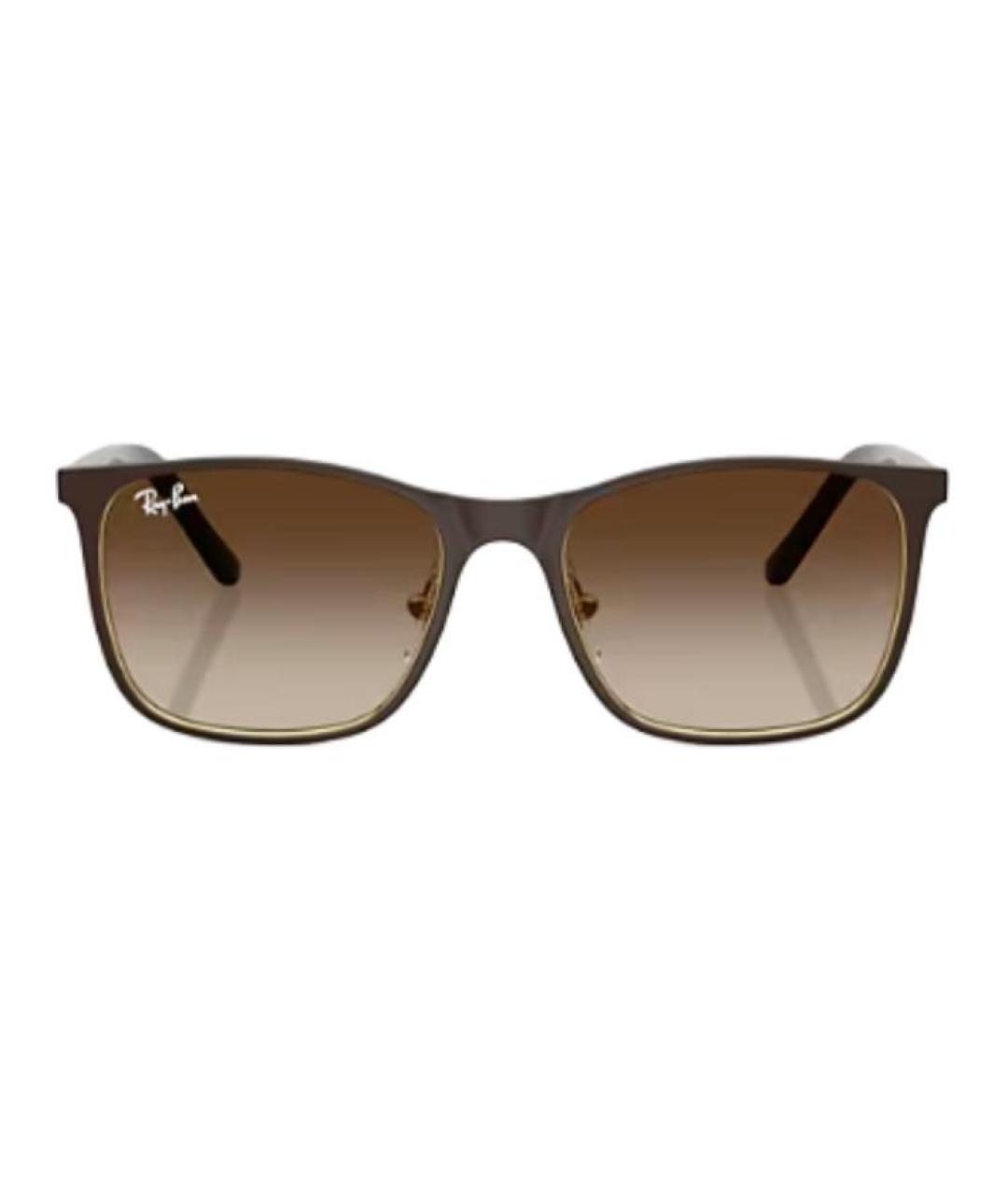 RAY BAN Коричневые металлические солнцезащитные очки, фото 2