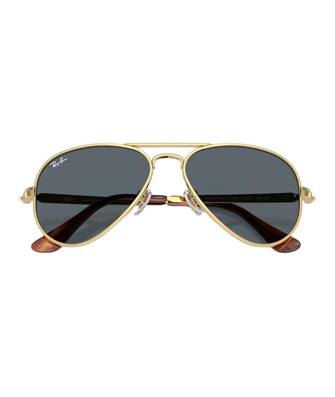 RAY BAN Золотые металлические солнцезащитные очки, фото 3