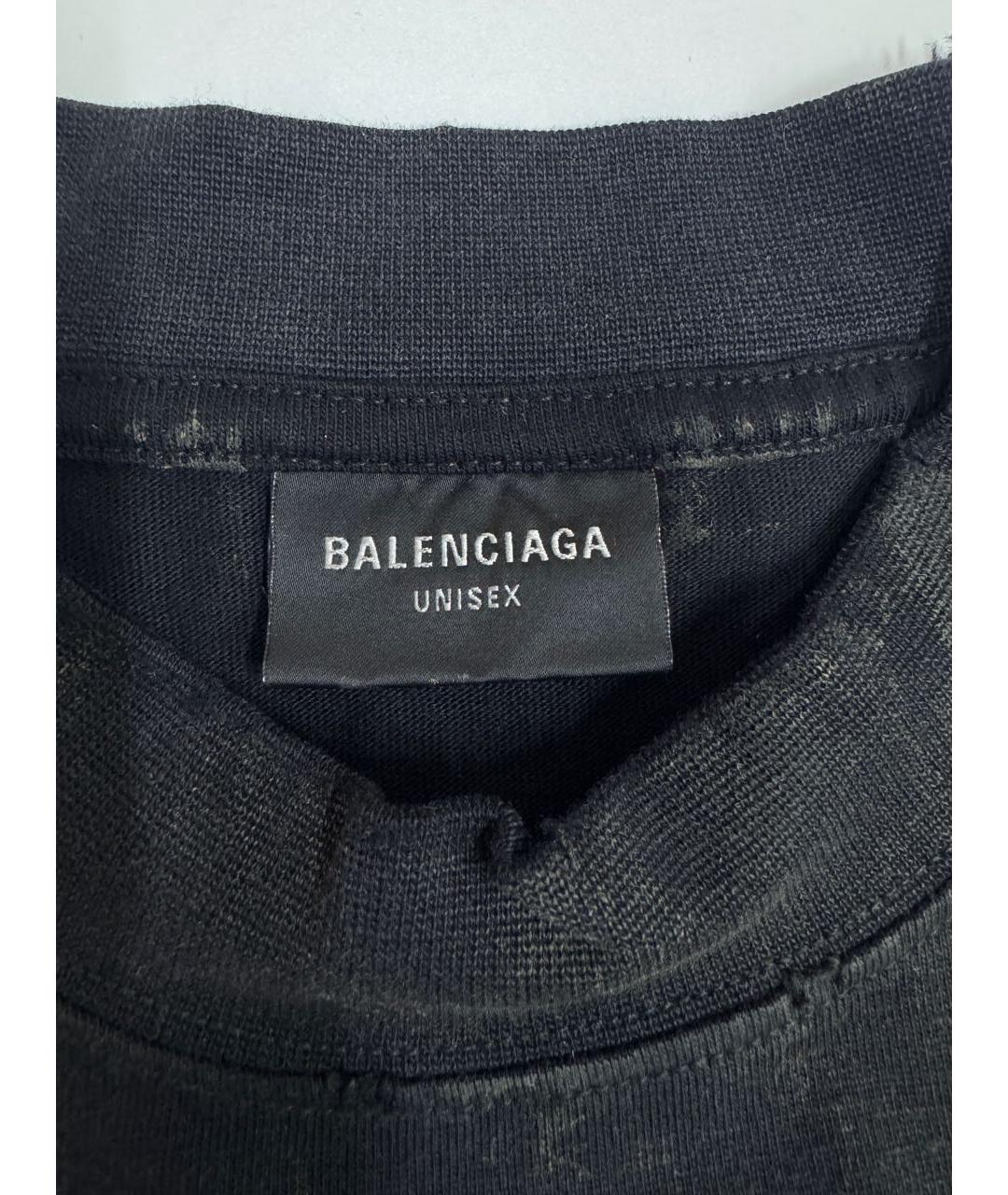 BALENCIAGA Черная хлопковая футболка, фото 5