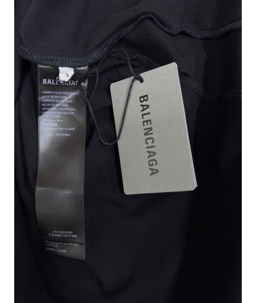BALENCIAGA Черная хлопковая футболка, фото 7