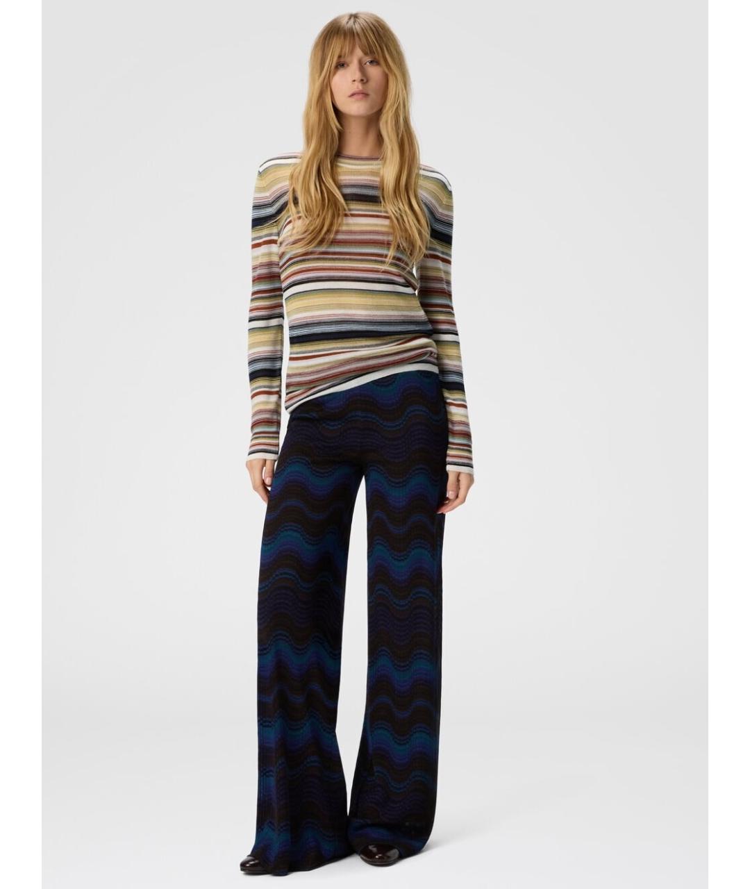 MISSONI Темно-синие вискозные прямые брюки, фото 2