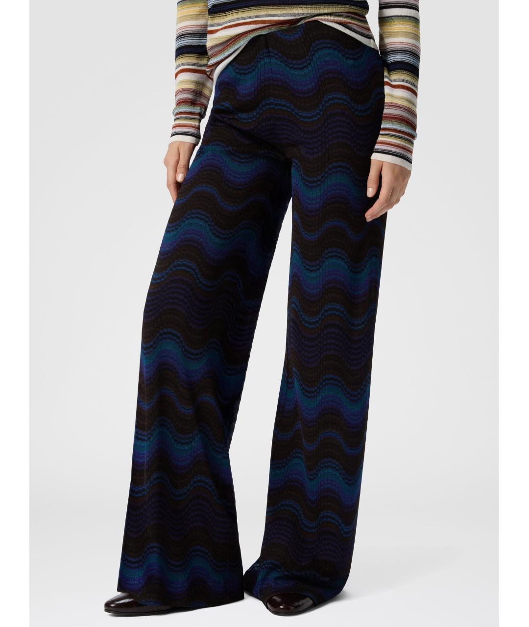 MISSONI Темно-синие вискозные прямые брюки, фото 3