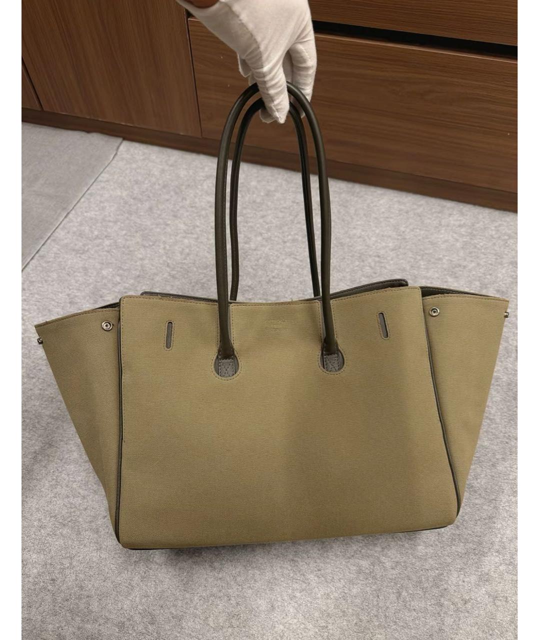 BALENCIAGA Хаки канва сумка тоут, фото 8