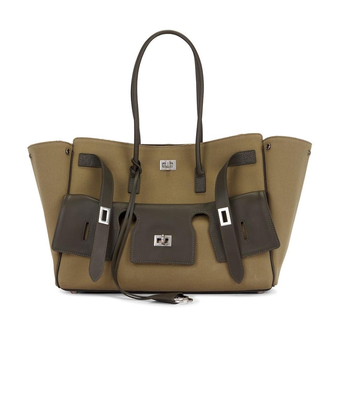 BALENCIAGA Хаки канва сумка тоут, фото 9