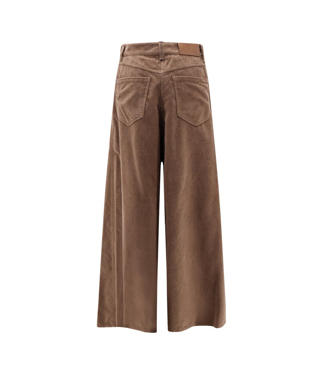 BRUNELLO CUCINELLI Коричневые хлопковые брюки широкие, фото 2
