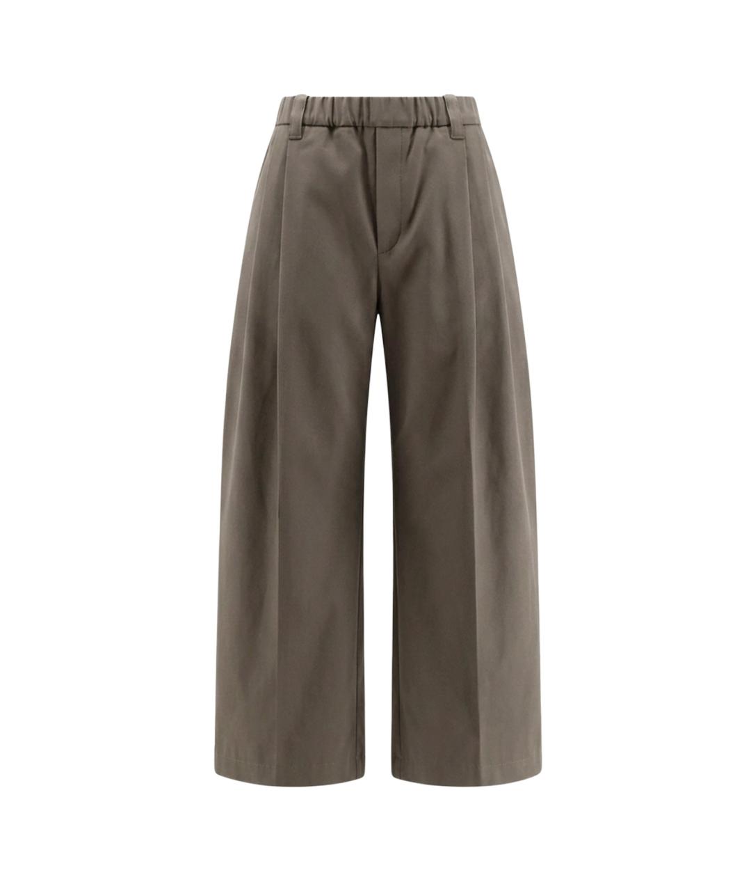 BRUNELLO CUCINELLI Зеленые хлопковые брюки широкие, фото 1