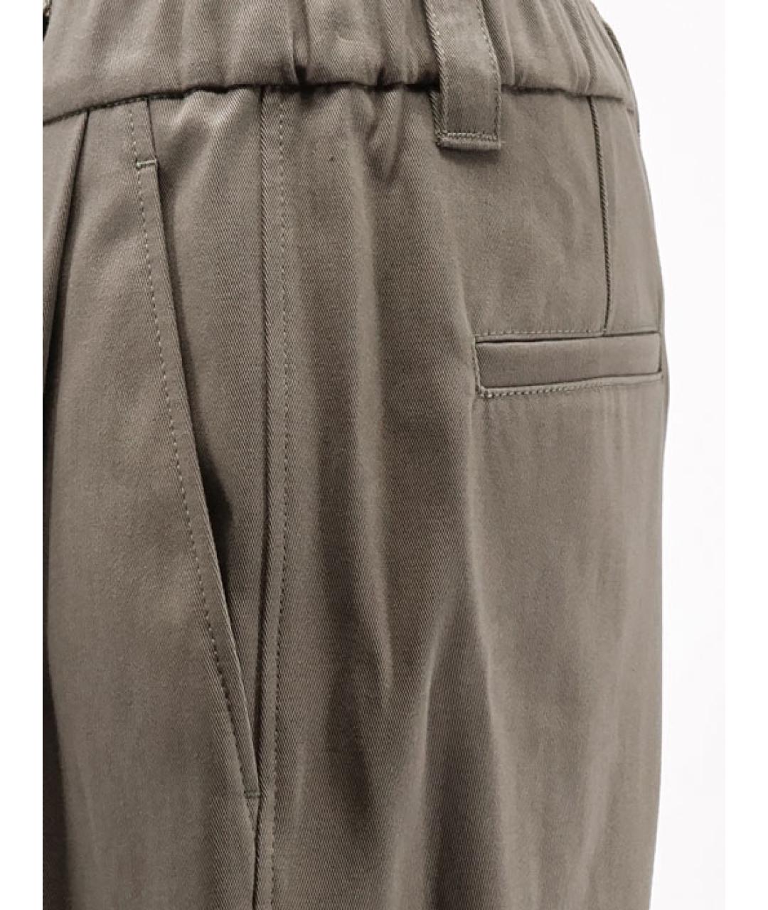 BRUNELLO CUCINELLI Зеленые хлопковые брюки широкие, фото 3