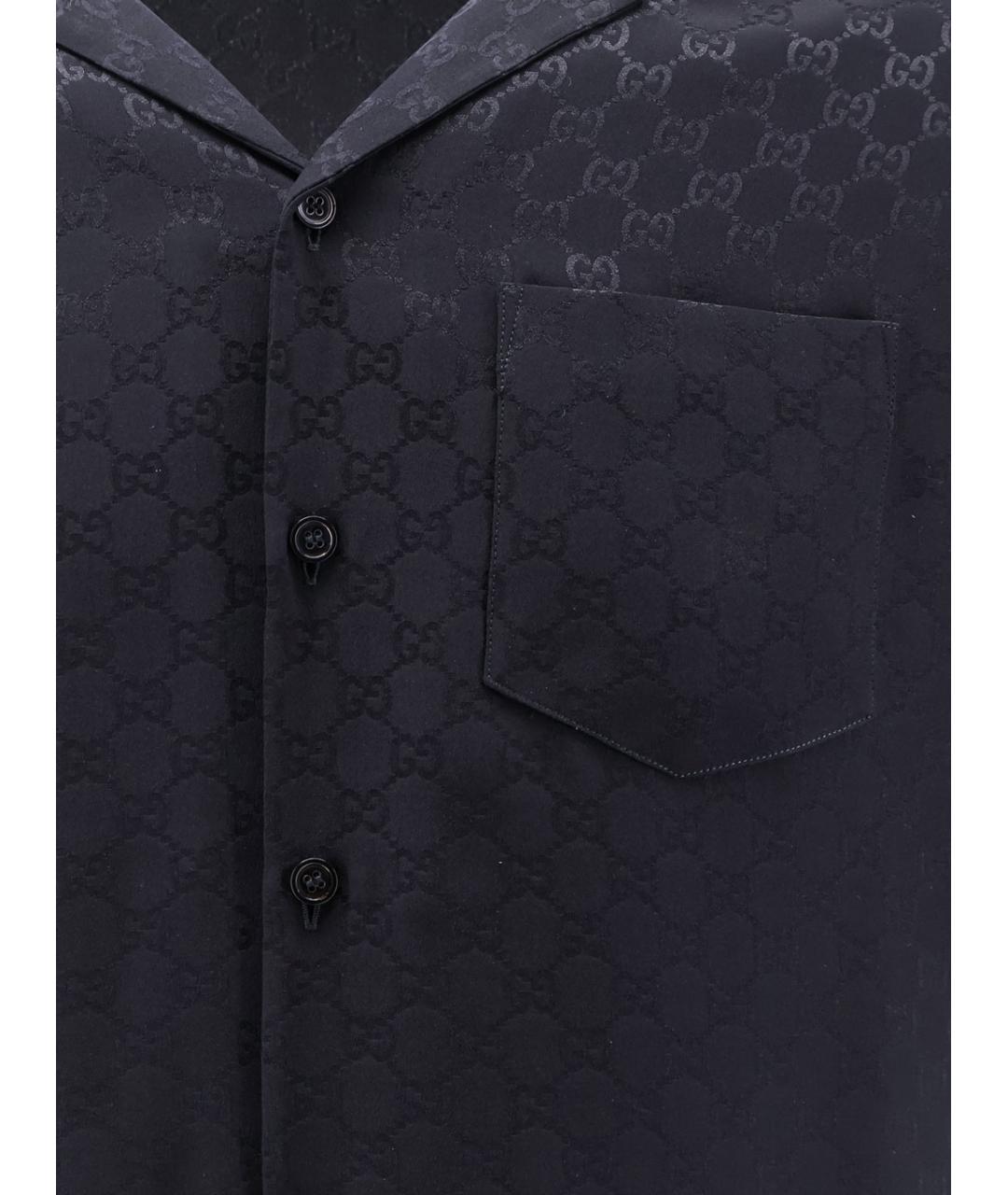 GUCCI Синяя шелковая кэжуал рубашка, фото 3