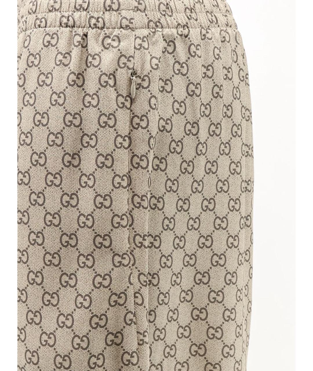 GUCCI Бежевые шелковые брюки широкие, фото 3
