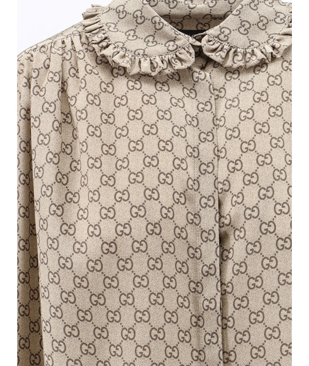 GUCCI Бежевая шелковая рубашка, фото 3