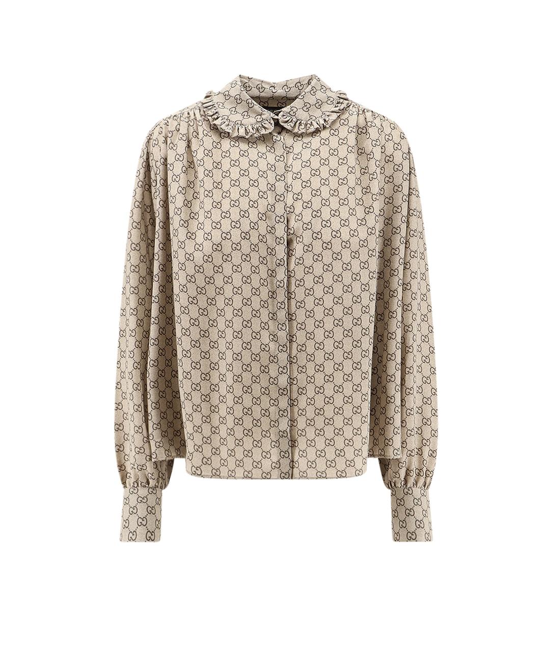 GUCCI Бежевая шелковая рубашка, фото 1