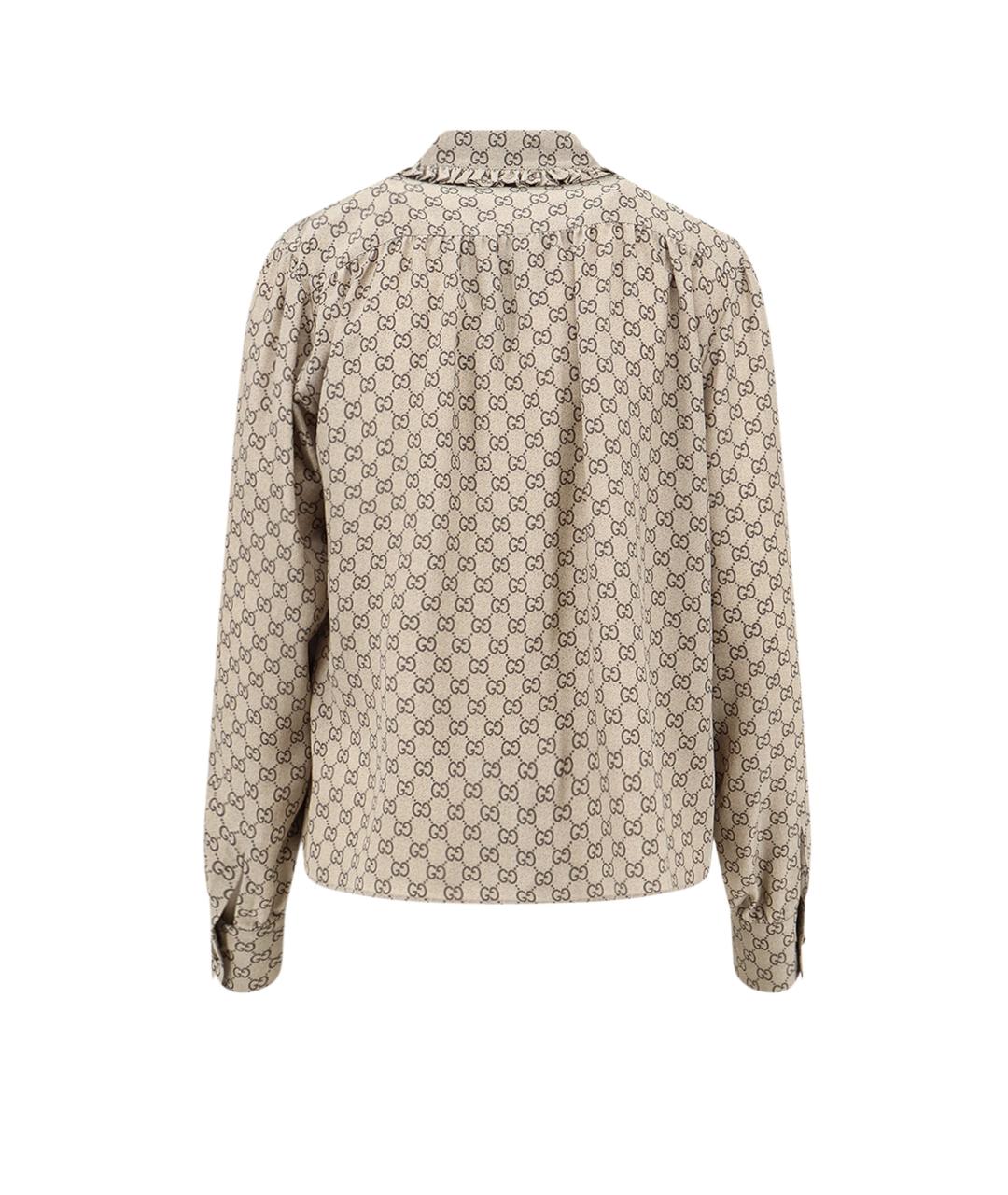 GUCCI Бежевая шелковая рубашка, фото 2