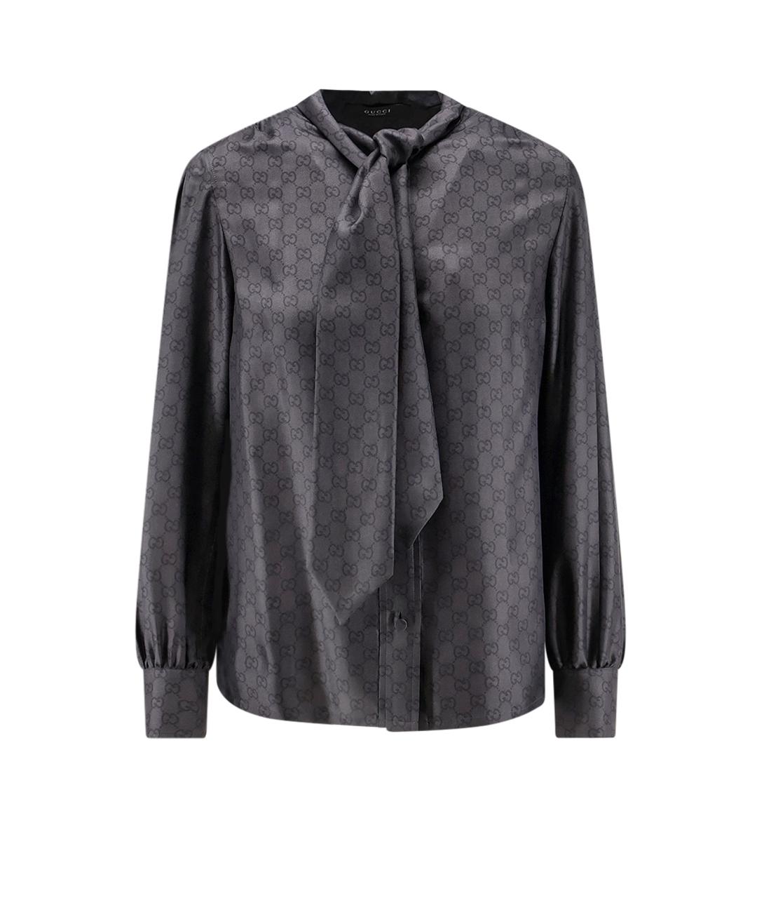 GUCCI Черная шелковая блузы, фото 1