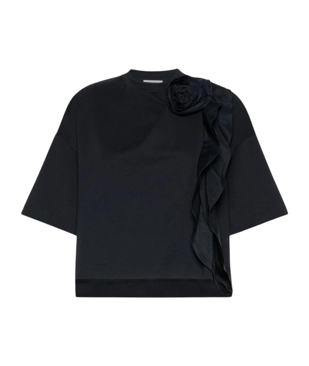 MAX MARA Темно-синяя хлопковая футболка, фото 1