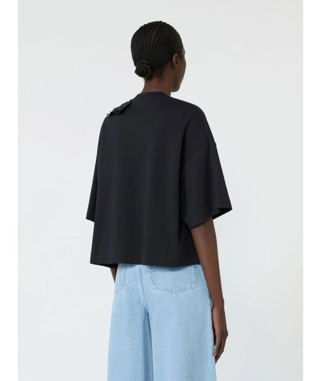 MAX MARA Темно-синяя хлопковая футболка, фото 2