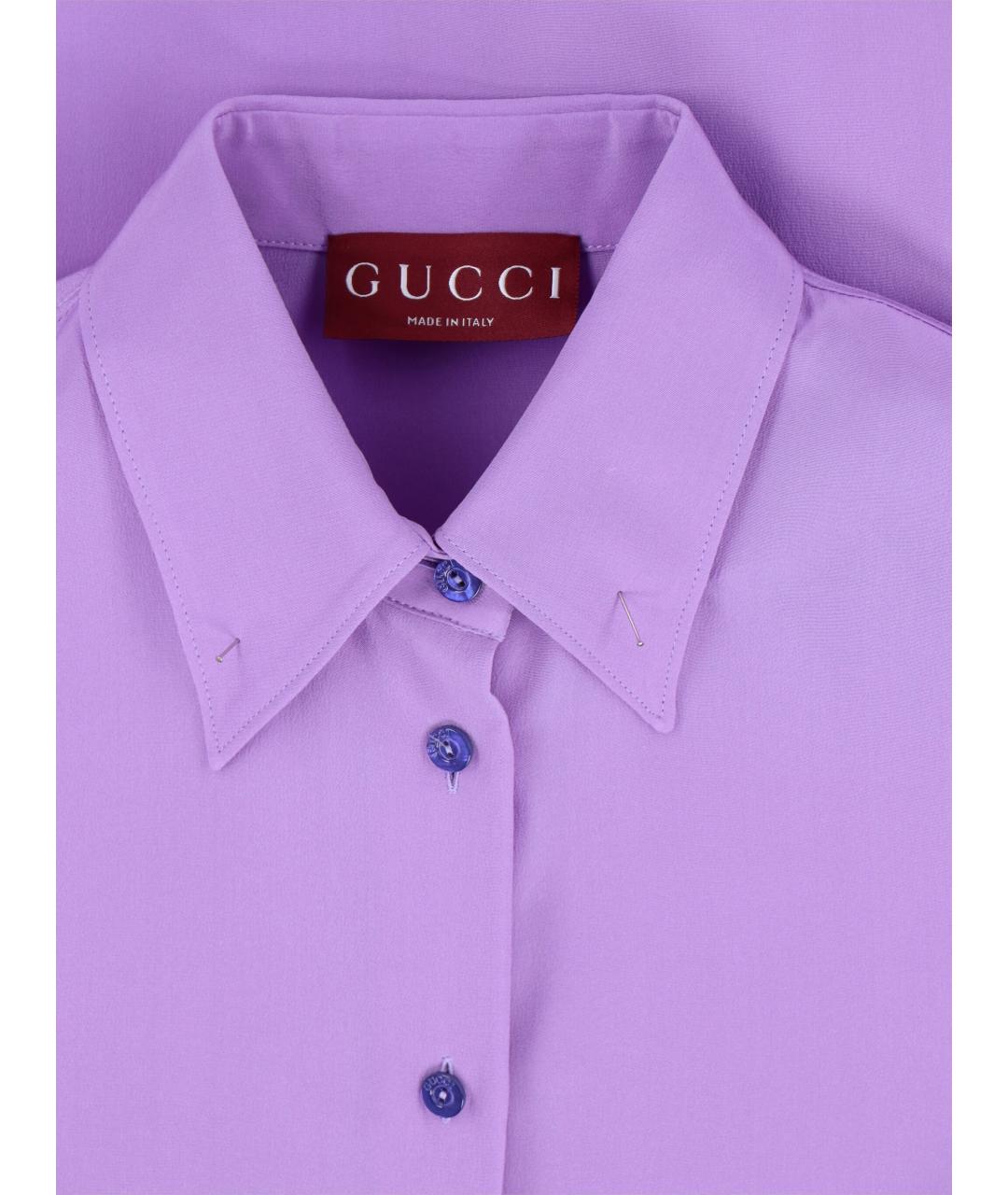 GUCCI Фиолетовая шелковая рубашка, фото 4