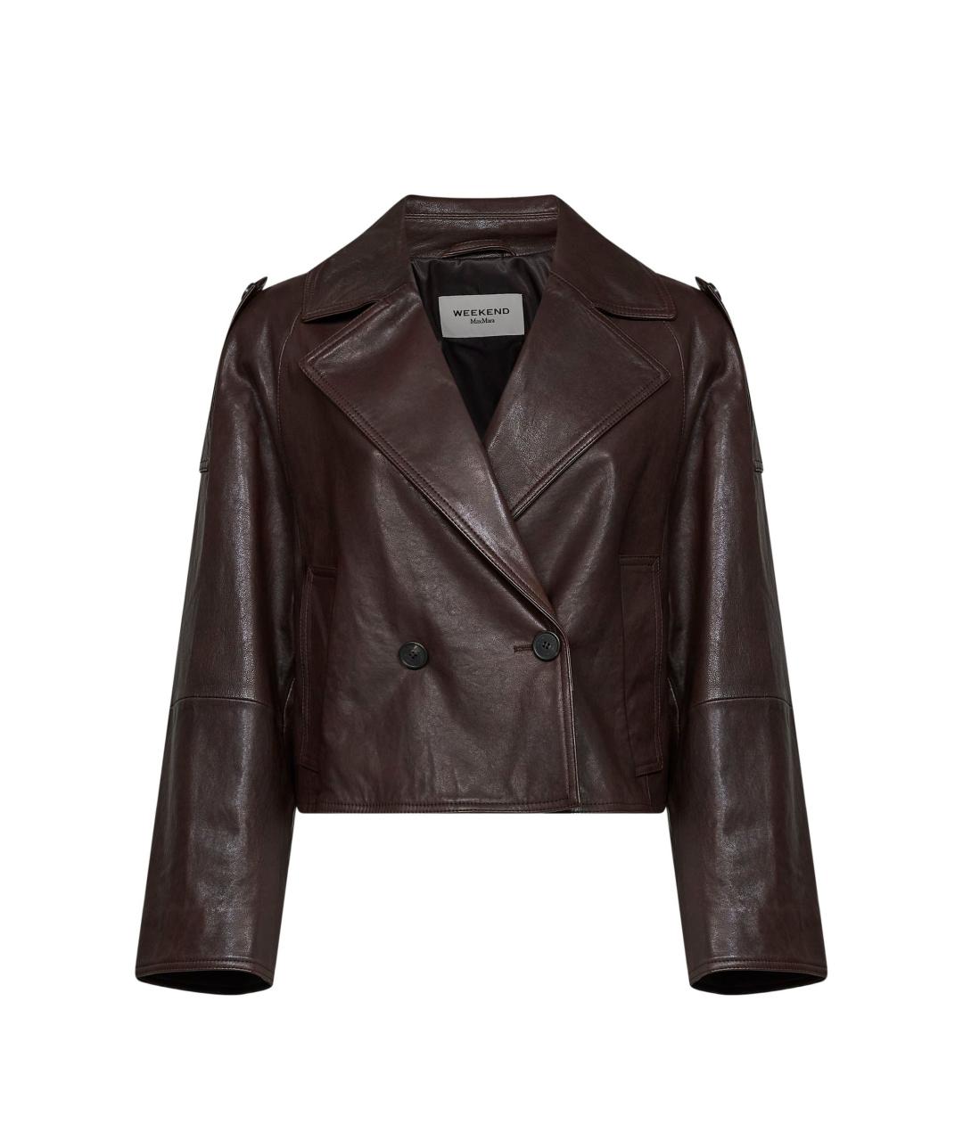 WEEKEND MAX MARA Коричневая кожаная куртка, фото 1