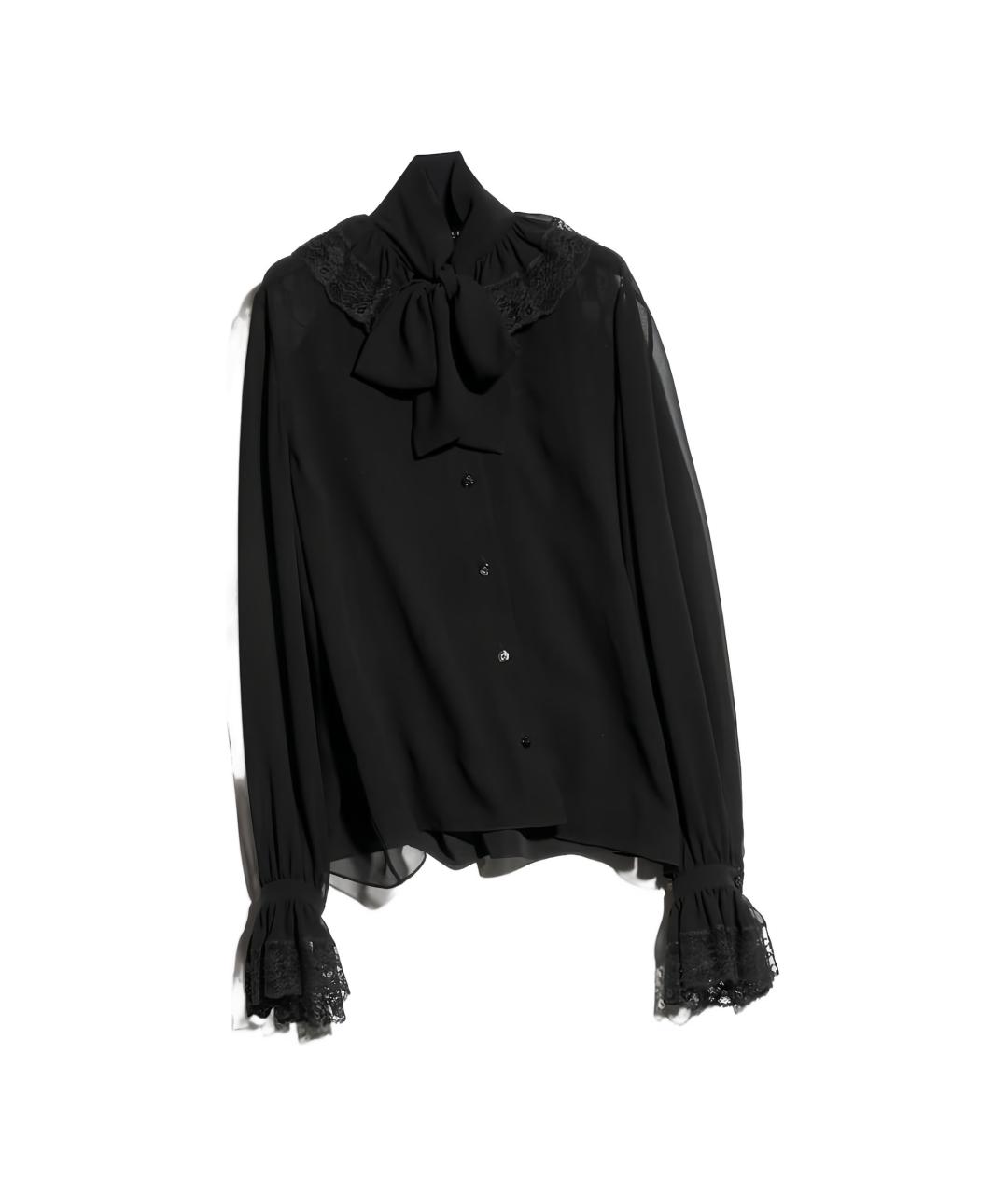 GUCCI Черная шелковая блузы, фото 1