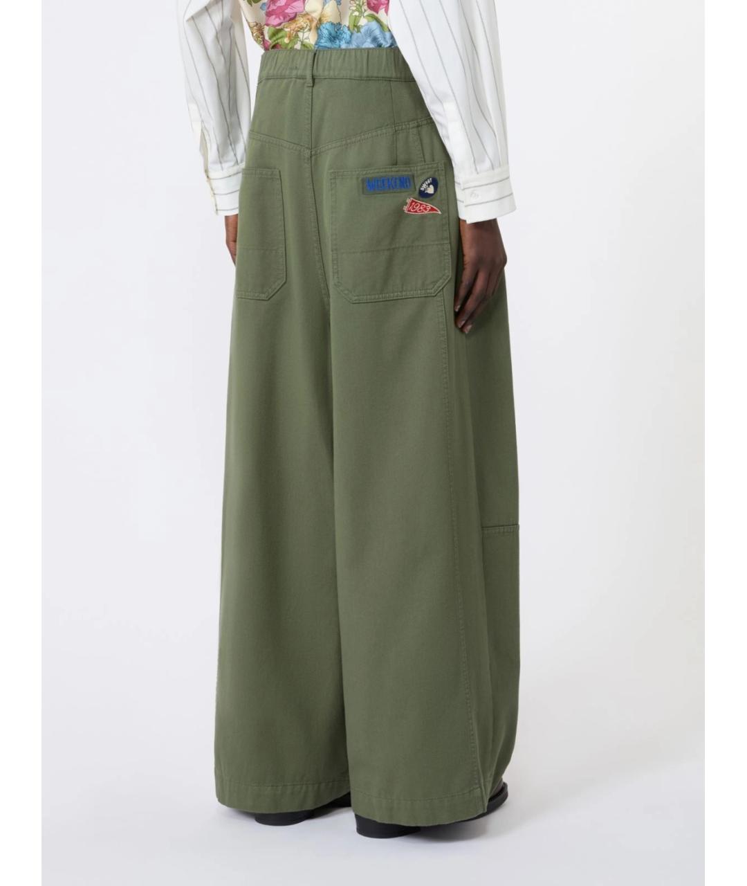 WEEKEND MAX MARA Хаки хлопковые прямые брюки, фото 3