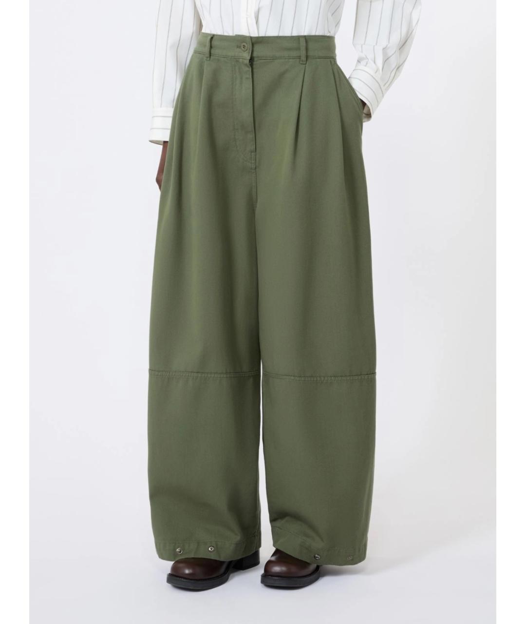 WEEKEND MAX MARA Хаки хлопковые прямые брюки, фото 2