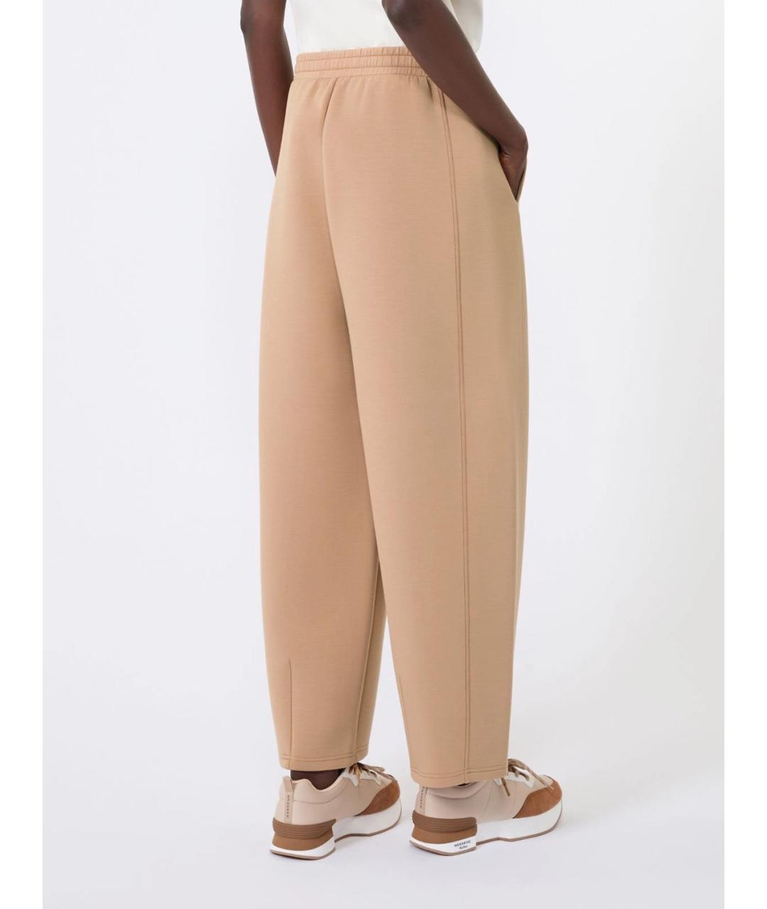 WEEKEND MAX MARA Коричневые полиамидовые прямые брюки, фото 3