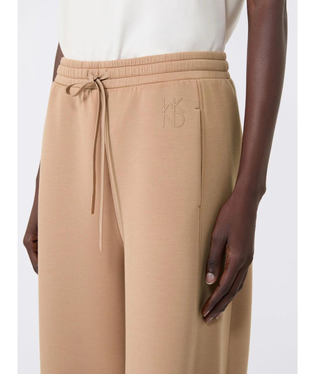 WEEKEND MAX MARA Коричневые полиамидовые прямые брюки, фото 2