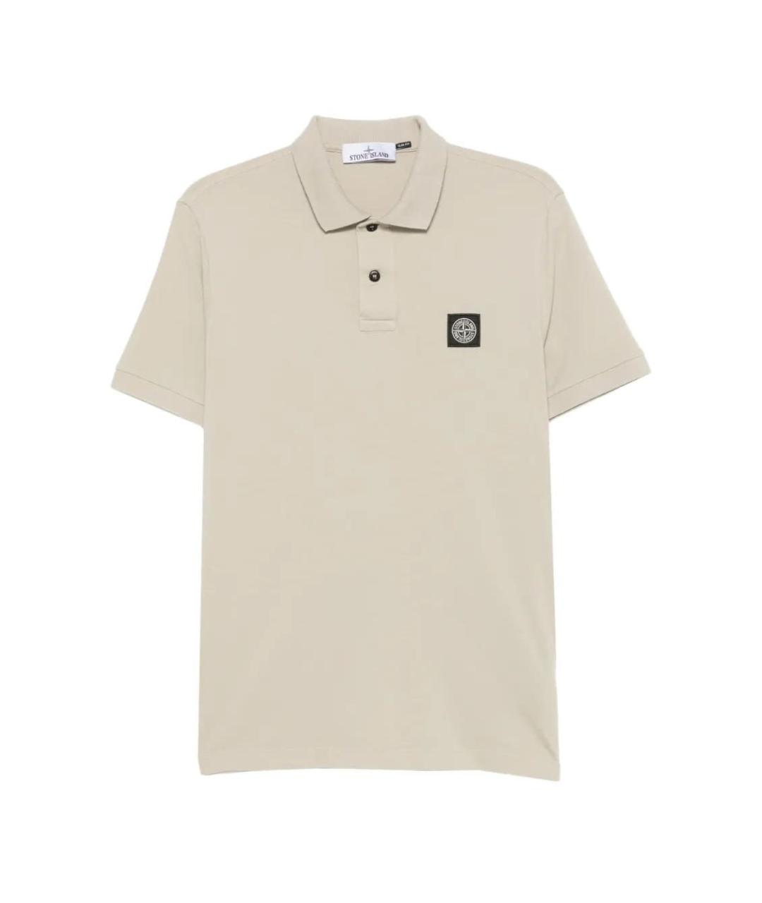 STONE ISLAND Бежевое хлопковое поло с коротким рукавом, фото 1