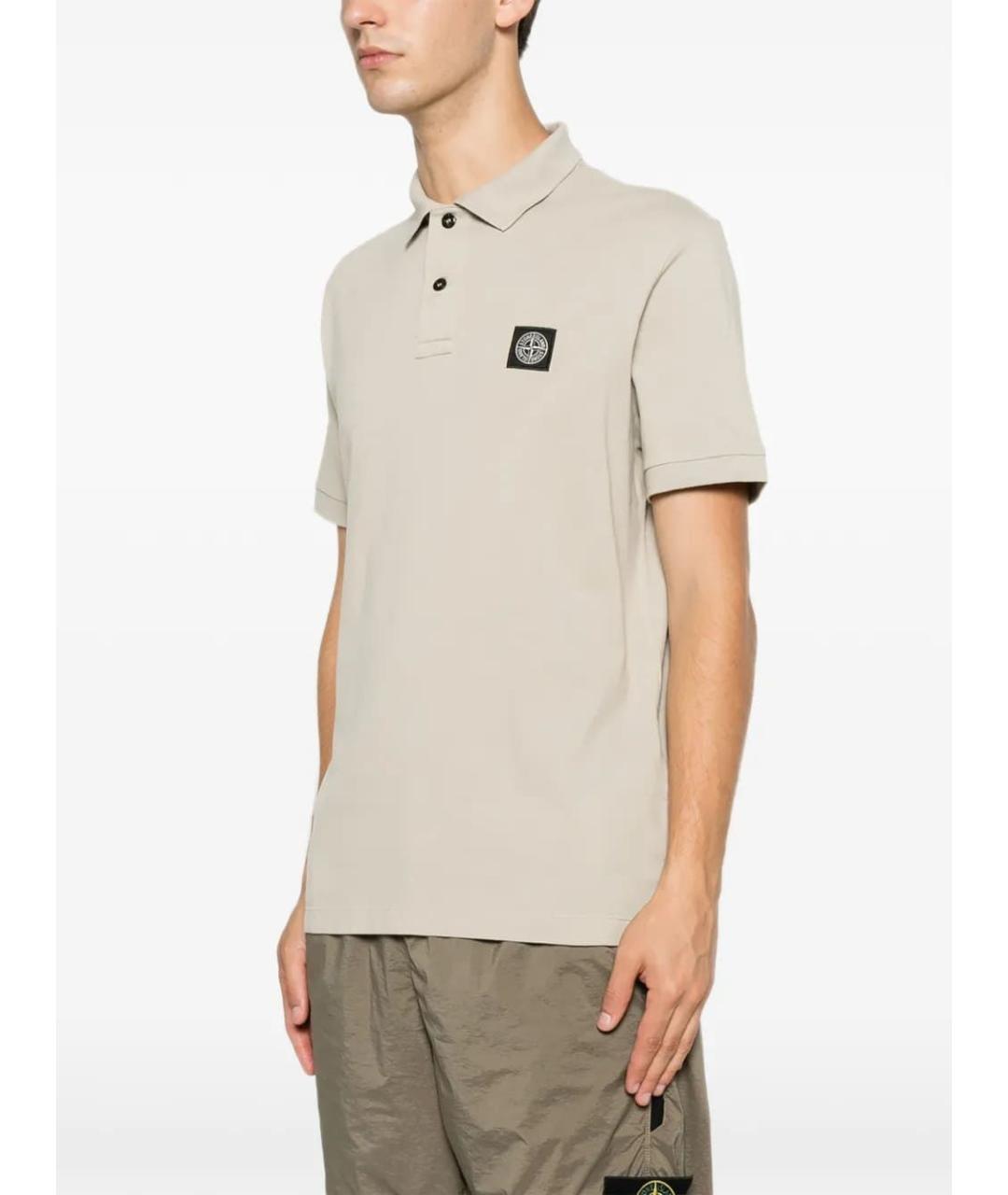 STONE ISLAND Бежевое хлопковое поло с коротким рукавом, фото 2