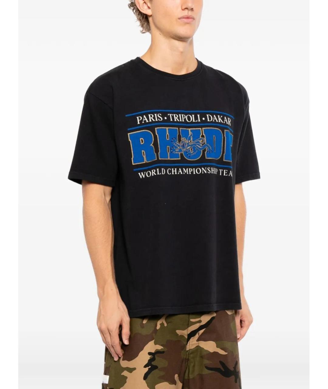 RHUDE Черная хлопковая футболка, фото 2