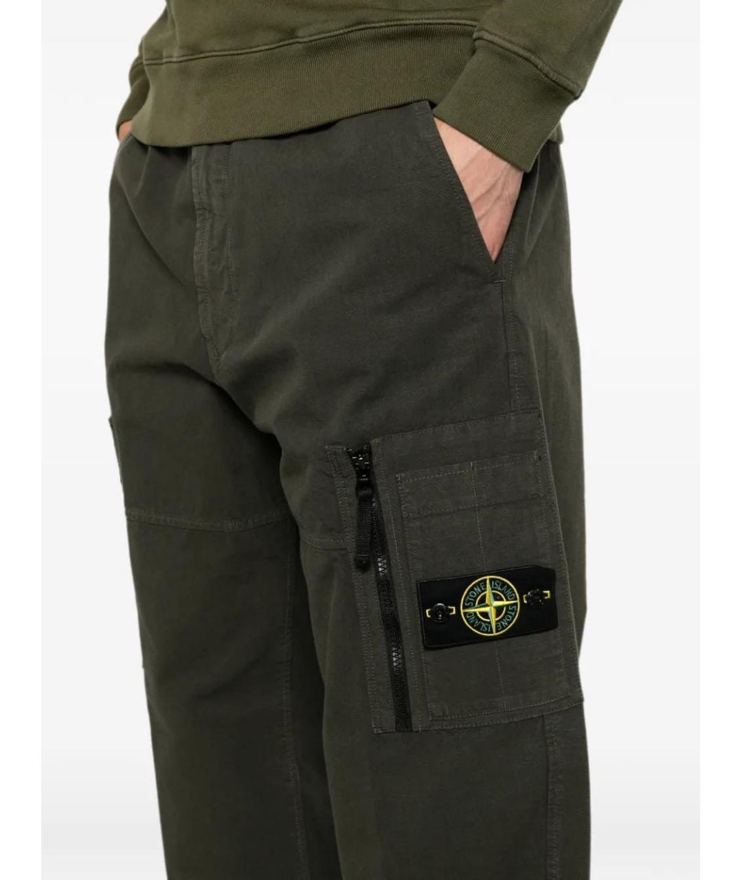 STONE ISLAND Серые хлопковые повседневные брюки, фото 4