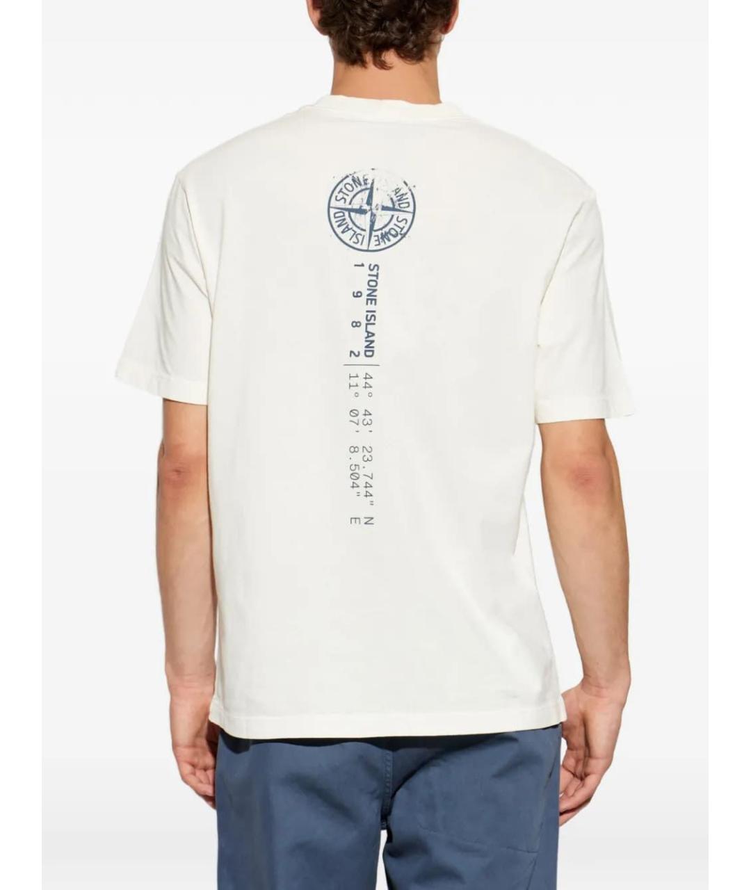 STONE ISLAND Бежевая хлопковая футболка, фото 3