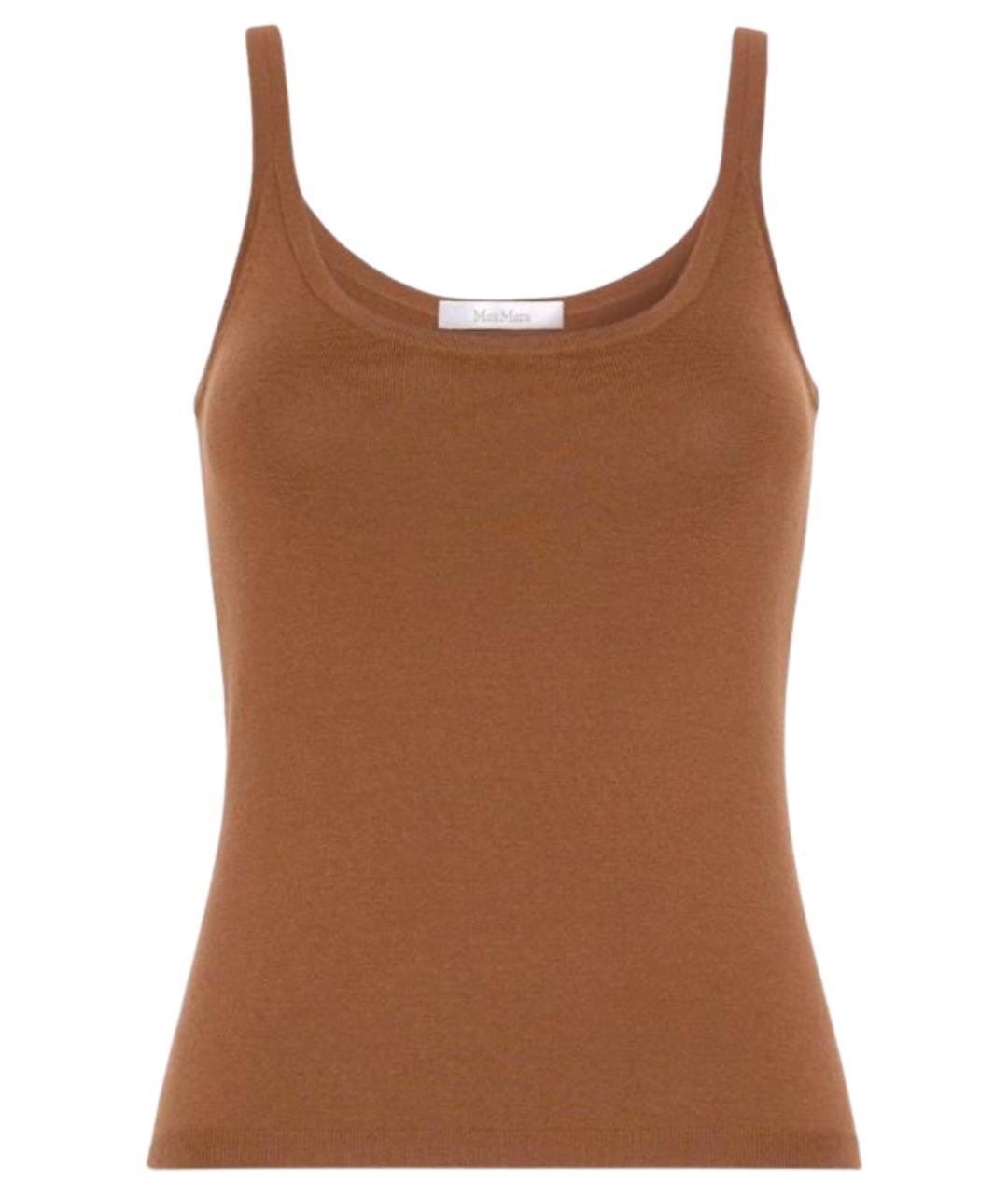 MAX MARA Коричневая шерстяная майка, фото 1