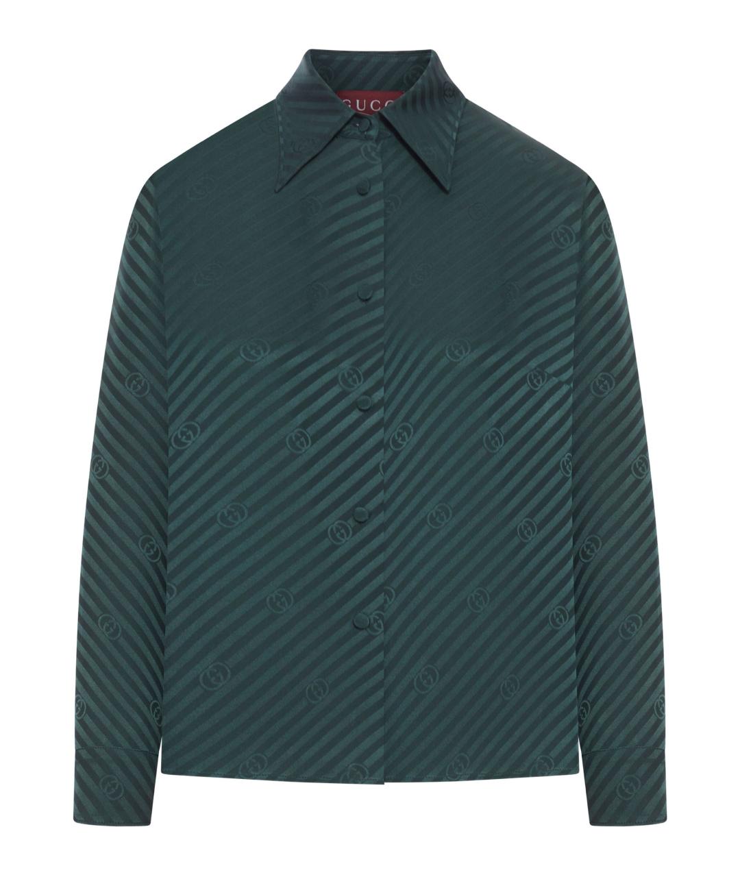 GUCCI Зеленая шелковая блузы, фото 1