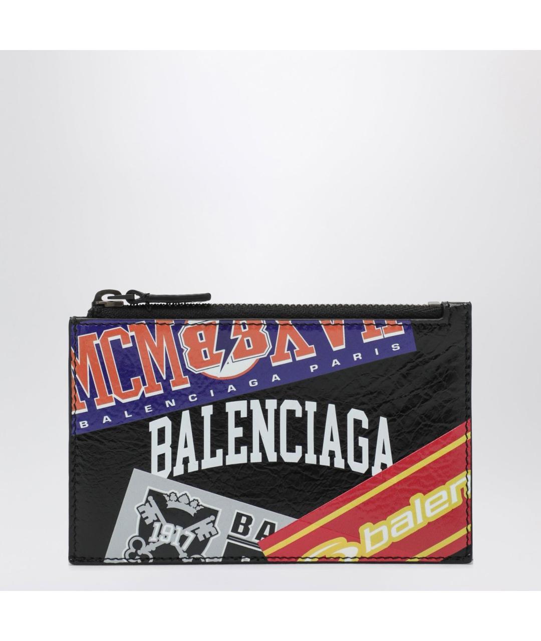 BALENCIAGA Черный кожаный кошелек, фото 3