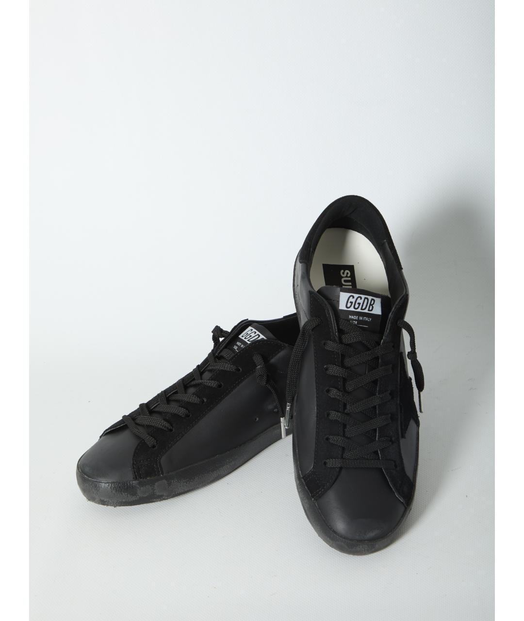 GOLDEN GOOSE Черные кожаные низкие кроссовки / кеды, фото 5