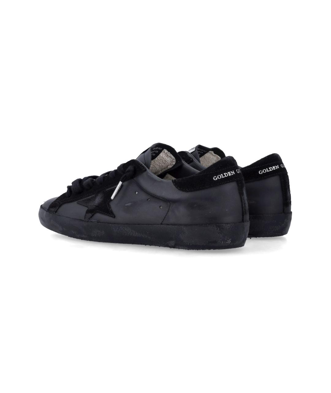 GOLDEN GOOSE Черные кожаные низкие кроссовки / кеды, фото 4