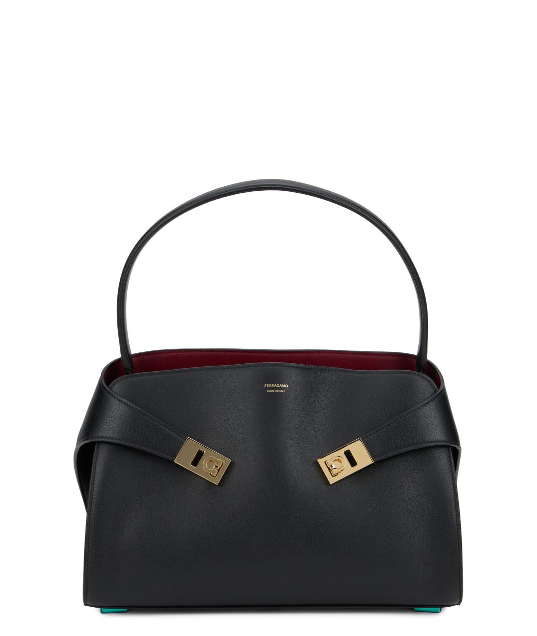 FERRAGAMO Черная кожаная сумка тоут, фото 1