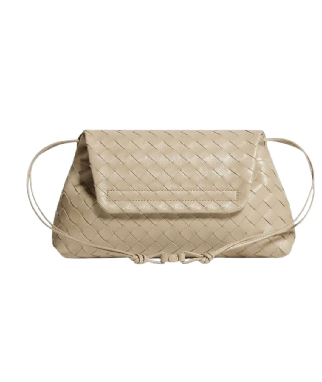 BOTTEGA VENETA Бежевая кожаная сумка через плечо, фото 2