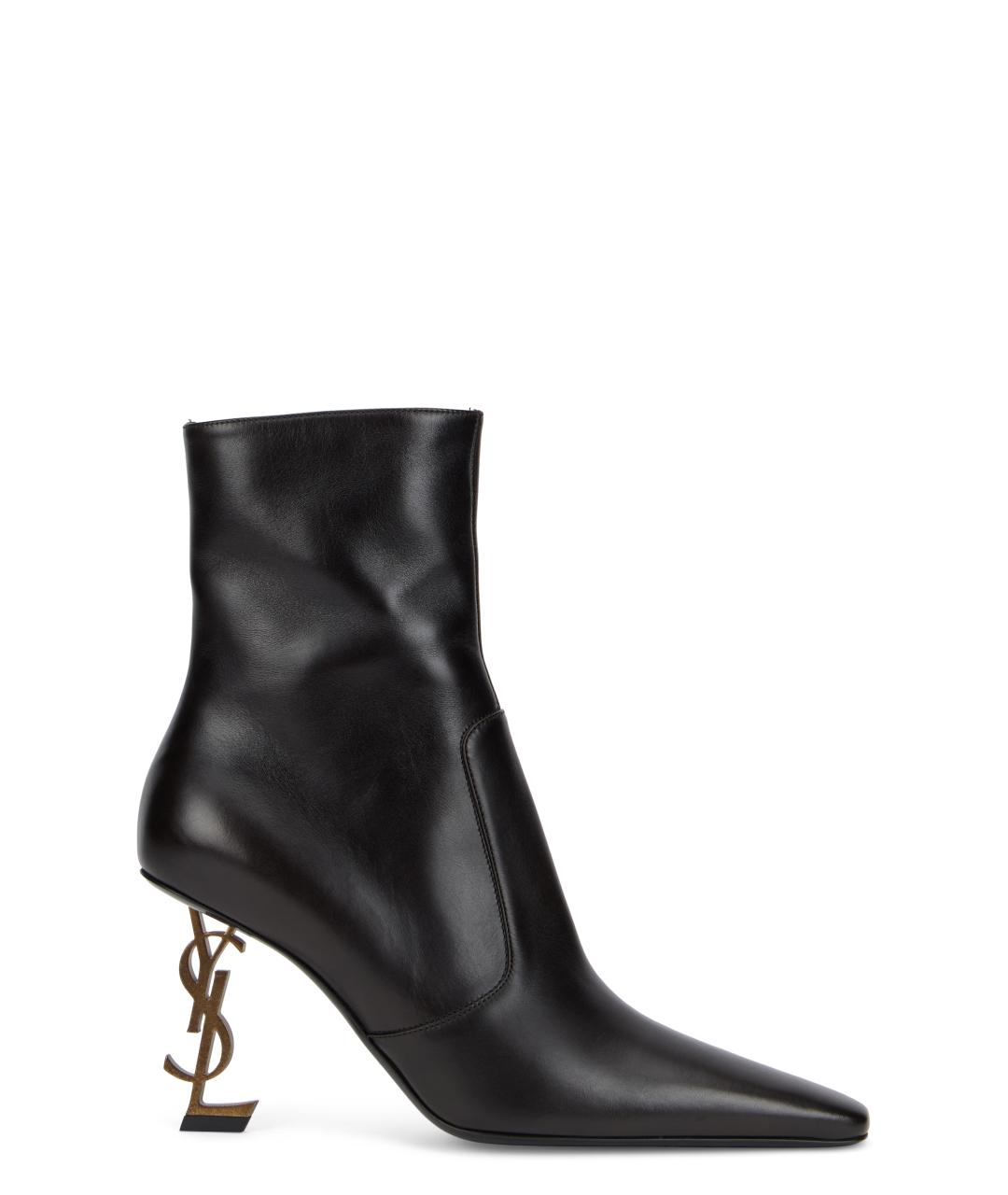 SAINT LAURENT Черные кожаные ботильоны, фото 1