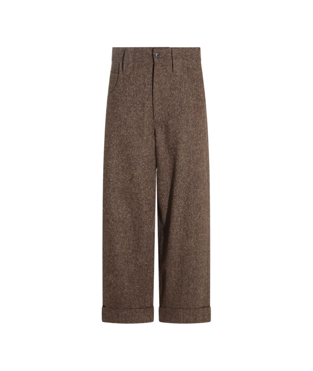 BRUNELLO CUCINELLI Коричневые шерстяные прямые брюки, фото 1