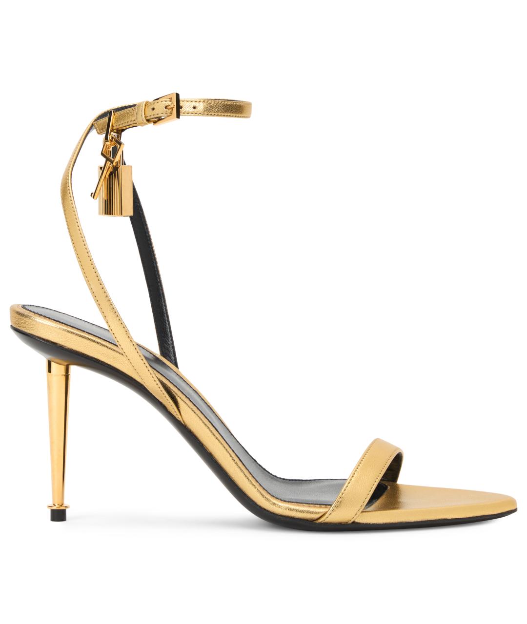 TOM FORD Золотые кожаные босоножки, фото 2