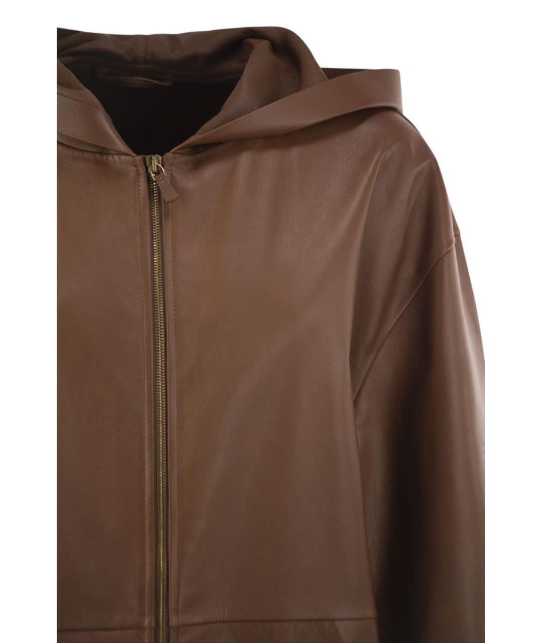 MAX MARA Коричневая кожаная куртка, фото 4
