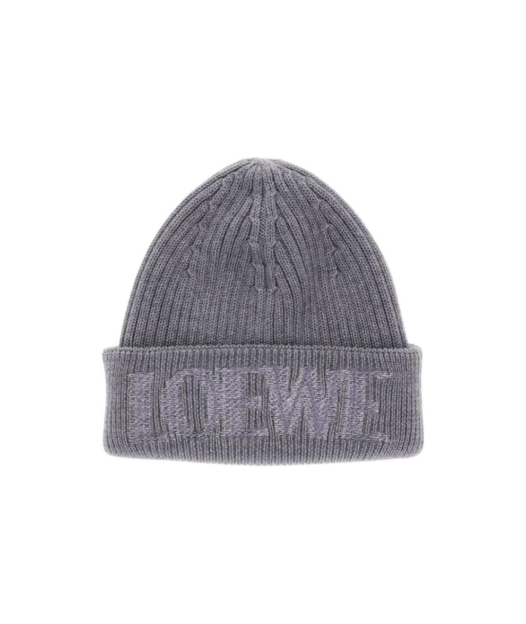 LOEWE Серая шерстяная шапка, фото 1